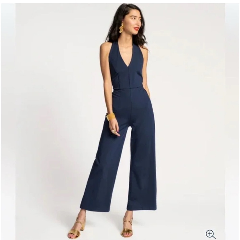 Frances Valentine Navy Jumpsuit with Wide-Leg Silhouette NWT
